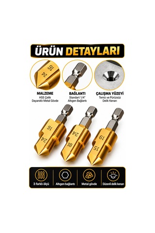 3'lü Havşa Seti Plastik Boru Açma Onarımı İçin