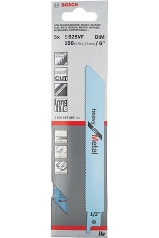 Bosch S 925 VF Heavy For Metal 5'li Tilki Kuyruğu Bıçağı - 2608657407