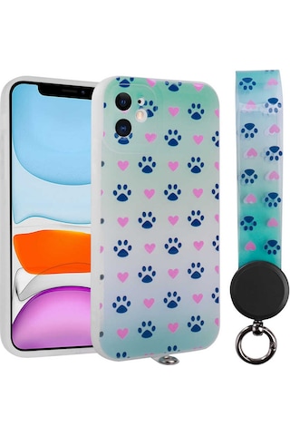 Goocamp Apple iPhone 11 Uyumlu Desenli El Askılı İpli Arte Silikon Kılıf-no10 No10