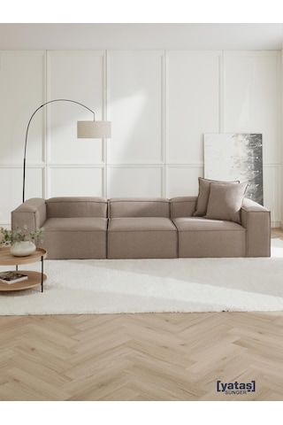 Most Mollis 3 Modül Kanepe Koltuk 10 Kahverengi Keten Kumaş Yumuş