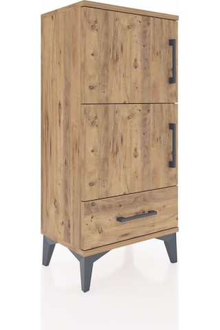 Arges Komodin 4 Raflı Tek Çekmeceli 2 Kapaklı 44x30x96 Çam-çam Çam