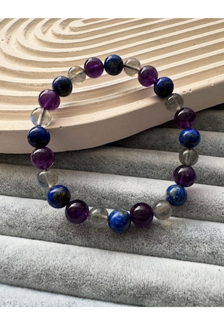Store Zarman Ametist- Labradorit- Lapis Lazuli Doğal Taş Bileklik Çok Renkli