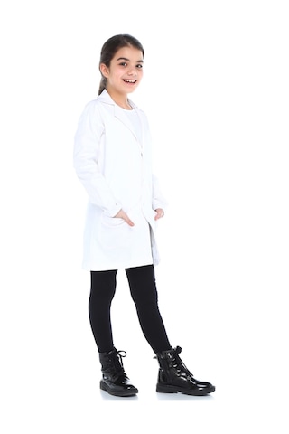 Tülü Akkoç Kız Çocuk Doktor Önlüğü Beyaz