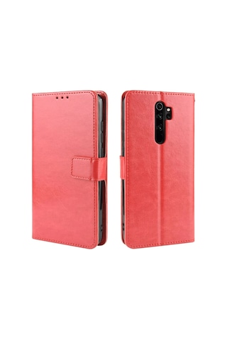 Newface - 813 - Xiaomi Redmi Note 8 Pro Kılıf Trend S Plus Kapaklı Kılıf - Csmo-tex - - Kırmızı