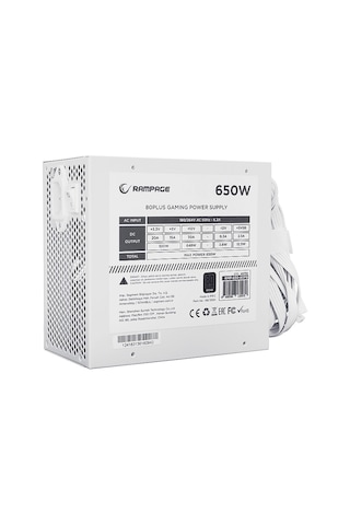 Rampage Rmp-650-80pb 650w 14cm Fan 80 Plus Bronze Aktif Pfc Güç Kaynağı Beyaz