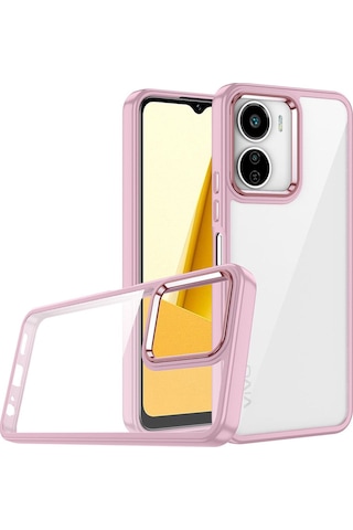 Vivo Y16 Kılıf Zore Flora Kapak Rose Gold