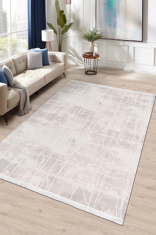 Volora Halı Koleksiyonu Yumuşak Dokulu, Modern İnce Form, Tozumaz Ve Kolay Temizlenebilir Krem - Pudra