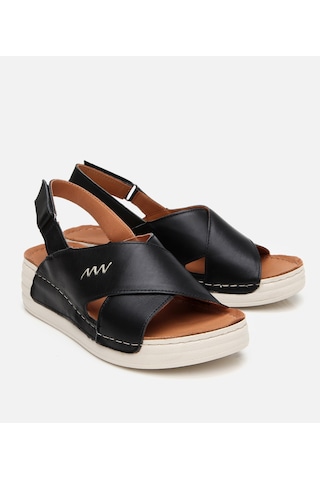 Hotiç Kadın Deri Siyah Ayarlanabilir Comfort Sandalet 01sah306840a100 Siyah