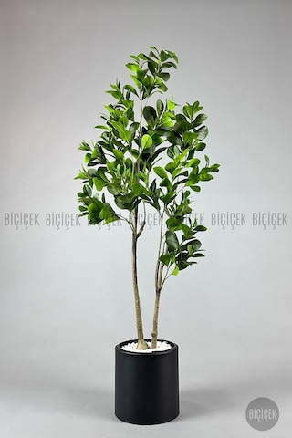 Biçiçek Yapay Manolya Ağacı 150 Cm Si̇yah Metal Saksıda