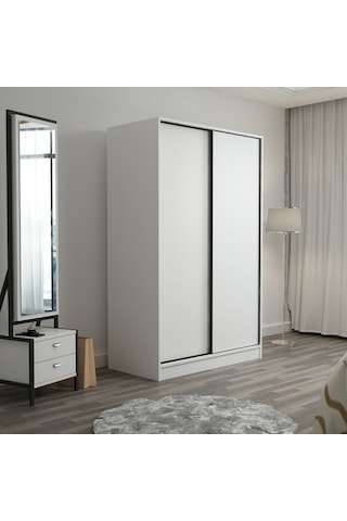 Minarmobilya Minar Kale 2 Kapaklı Sürgülü Dolap 120 Cm - Beyaz