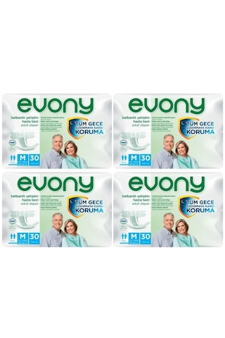 Evony Belbantlı Yetişkin Hasta Bezi Medium 120 Adet 4x30 Paket M