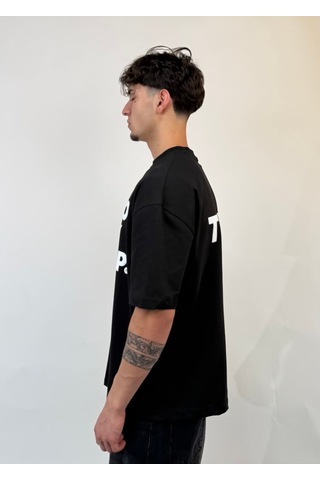 Zaee Level Up Oversize Baskılı Tişört Siyah