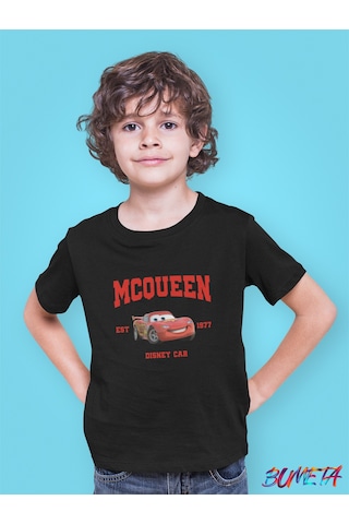 Bumeta Mcqueen Arabalar Cars Şimşek Mcqeen Çocuk Tişört T-shirt Siyah