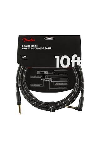 Fender Deluxe Series Instrument Cable Black Tweed Açılı - 3 Metre