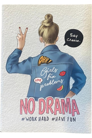 No Drama Temalı Çizgili Defter Zamansız Ajanda Gri