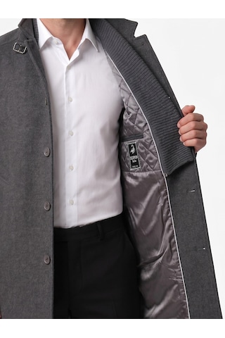 Plus Scorpion Erkek Slim Fit Kaşe Kaban Çıkarılabilir Ribanalı Fermuarlı Yaka, S Xxl Antrasit