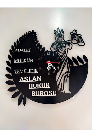 Adalet,avukat,hukuk Bürosu,adliye İçin Duvar Saati Kişiye Özel Siyah