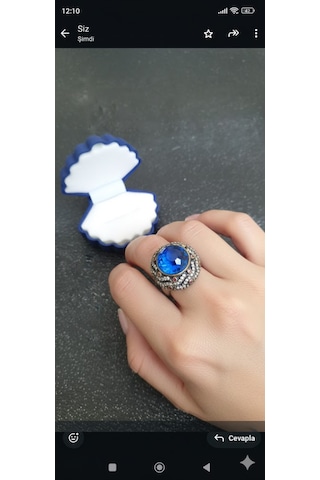 Safir Ve Swarovski Taşlı Bayan Gümüş Yüzük Bronz