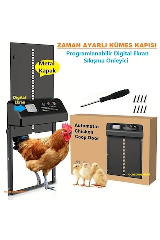 Kümes Kapısı Zaman Ayarlı Digital Ekran Sıkışma Önleyici