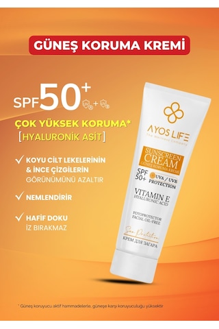 Ayos Life Leke Karşıtı Yüksek Korumalı Yüz ve Vücut Güneş Kremi SPF50+ 100 ML