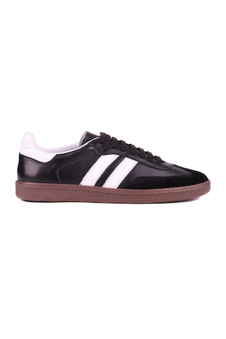 Shoetyle - Siyah Hakiki Deri Bağcıklı Erkek Sneaker 666-1077-1235 Siyah