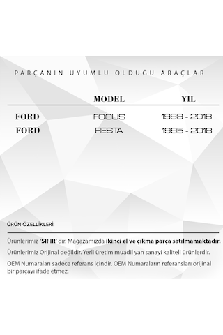 Ford Focus, Fiesta İçin Karter Tapası