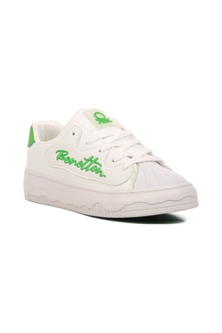 United Colors Of Benetton Beyaz Yeşil Bağcıklı Kadın Sneaker Bnı-10102 Z Beyaz - Yeşil