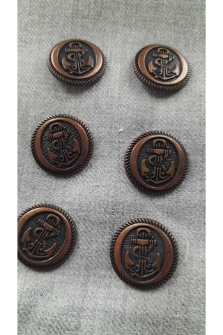 Antık Bakır Metal Düğme 20 Mm 6 Adet