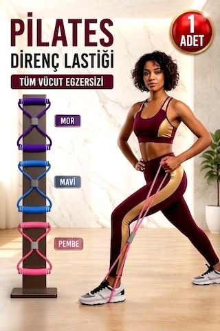 Orta Seviye 1 Adet Bacak Kalça Squat Fitness Egzersiz Direnç Lastik Pilates Bandı Plates Lastiği Çok Renkli