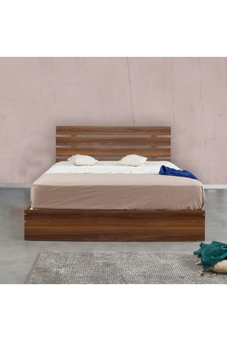 Pasifichome Huga Çift Kişilik Ahşap Karyola Ceviz 140 Cm / Başlıklı Karyola