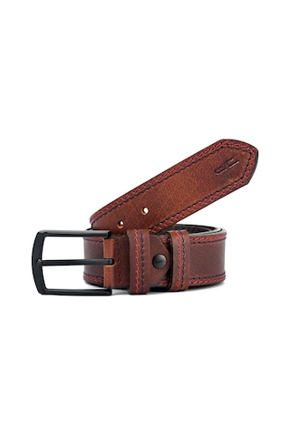 Erkek Hakiki Gerçek Deri Casual Kemer Lacivert Kırmızı Punto Dikişli Kahverengi 1956k 112511 001