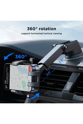 Createtech Vantuz Tabanı Ile Joyroom Evrensel Araç Montaj Telefon Tutucu Dashboard Araba Dashboard, Araba Montaj -