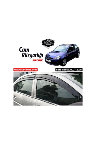 Ford Fiesta 2002-2008 Uyumlu Mugen Cam Rüzgarlığı Seti Piano Black 4'lü İthal (00) (ŞüsCarOto Aksesuar)