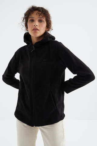Tommy Life Siyah Kapüşonlu Fermuarlı Rahat Form Kadın Polar Sweatshirt - 97233 Siyah