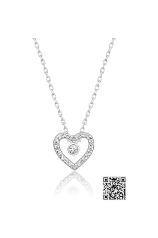 Papatya Silver Swarovski® Tektaşlı Kalp Kolye Rodyum Kaplama 925 Ayar Gümüş - SUVPS00012