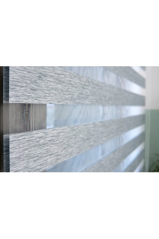 İncilifehome Bambu Kumaş Zebra Stor Perde Gri Alüminyum Kasalı Gri