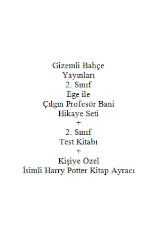 2. Sınıf Hikaye Kitabı Seti Gizemli Bahçe Yayınları Ege ile Çılgın Profesör Bani + 2. Sınıf Test Kitabı + Kişiye Özel İsimli Harry Potter Kitap Ayracı