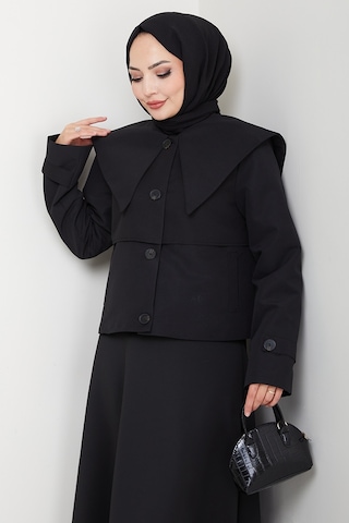 Pelerin Görünüm Astarlı Trenç 1625 - Siyah Siyah