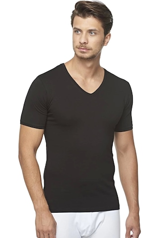 Star 206 Modal Yarım Kol V-yaka T-shirt Atlet Siyah