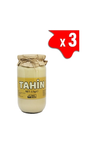Laçoko Şekersiz Vegan İnce Öğütülmüş Susam Tahin Cam Kavanoz 3 x 1 KG