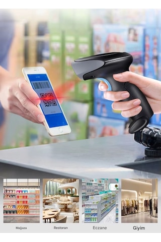 Kablosuz Barkod Okuyucu 1d 2d Qr Kod Standlı Uzun Menzili Hafızalı Tüm Zeminler İçin Uygun