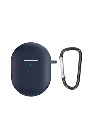 Koodmax Xiaomi Redmi Buds 3 Pro / Airdots 3 Pro Uyumlu Silikon Kılıf + Metal Kopça - Lacivert