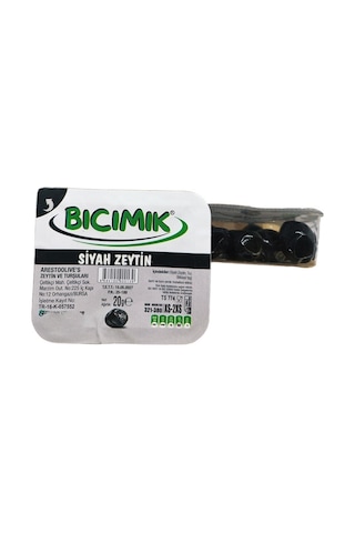 Bıcımık Doğal Salamura Yağlı Siyah Zeytin 20 G Piknik X 56 Adet
