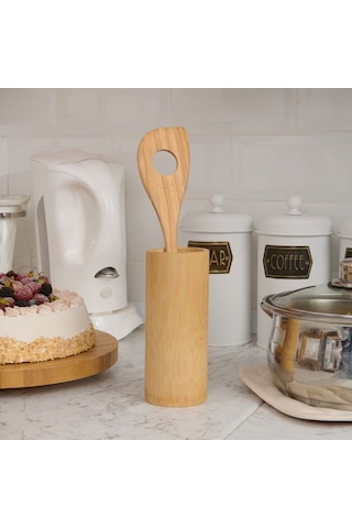 Tivoli Zeytin Ağacı Büyük Delikli Spatula - Açık Kahverengi - 30 Cm Açık Kahverengi