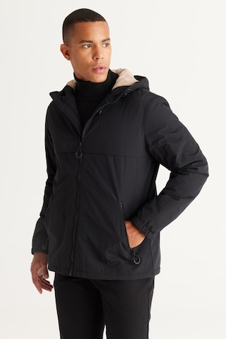 Ac&Co / Altınyıldız Classics Erkek Siyah Standart Fit Normal Kesim Kapüşonlu Yan Cepli Mont Siyah