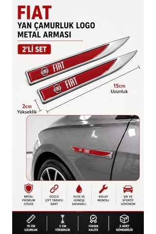 Fiat Metal Damla Desen Çamurluk Yan Çıtası Logo Amblem 2 Li Set 1