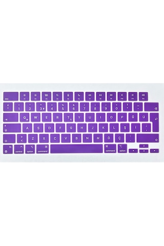 Arabulalaca Apple Uyumlu MacBook Pro 14.2 A2779 Türkçe Q Silikon Klavye Mor