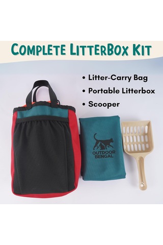 Kediler İçin Seyahat Çöp Kutusu 3in1 Kit - Taşınabilir Çöp Kutusu, Katlanabilir, Kapak, Küçük Scooper Uçak, Araba, Van, Kamp Ve Kedilerle Seyahat İçin Tam Kit Taş