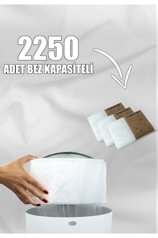 Korbell 16 Lt Kirli Bebek Bezi Kovaları Ile Uyumlu 2250 Bebek Bezi Kapasiteli Beyaz Sabun Kokulu 3 Paket Yerli Çöp