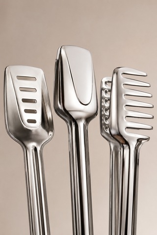 Marino 3 Lü Paslanmaz Çelik Servis Maşası Seti 23 Cm Makarna, Salata, Izgara, Ekmek Ve Açık Büfe İçin Metal Maşa